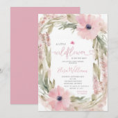 Invitation Dusty Rose Un petit Baby shower Fleur sauvage fill (Devant / Derrière)