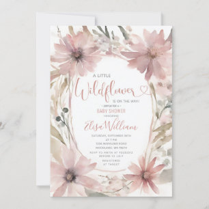 Invitation Dusty Rose Un petit Baby shower Fleur sauvage fill