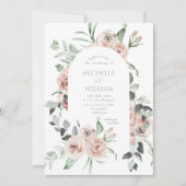 Invitation Dusty Rose Verdure Floral Delicate Mariage (Devant)