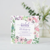 Invitation Dusty rose violet Fête des mariées de fleurs sauva (Debout devant)