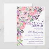 Invitation Dusty rose violet Fête des mariées de fleurs sauva (Devant / Derrière)