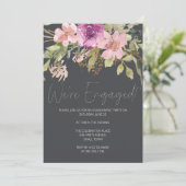 Invitation Dusty rose violet Floral Charcoal Party (Debout devant)