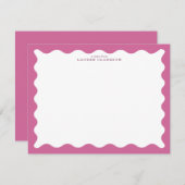 Invitation Dusty Rose Wavy Frame Note Card (Devant / Derrière)