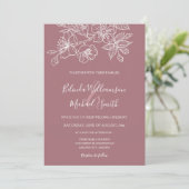 Invitation Dusty Rose White Floral Line Art | MARIAGE (Debout devant)