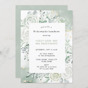 Invitation Dusty Sage Aquarelle Floral Bridesmaiers Déjeuner
