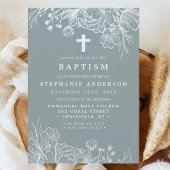Invitation Dusty Sage et Baptême floral blanc