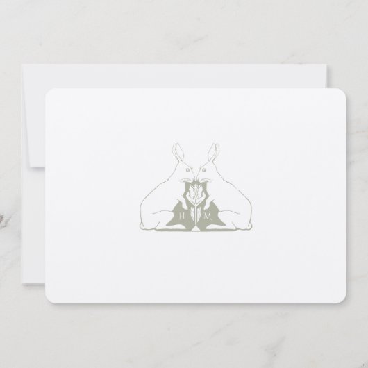 Invitation Dusty Sage Green Enregistrer la date Rabbit Scroll (Dos)
