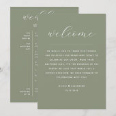 Invitation Dusty Sage Green Woodland Wedding Weekend Timeline (Devant / Derrière)