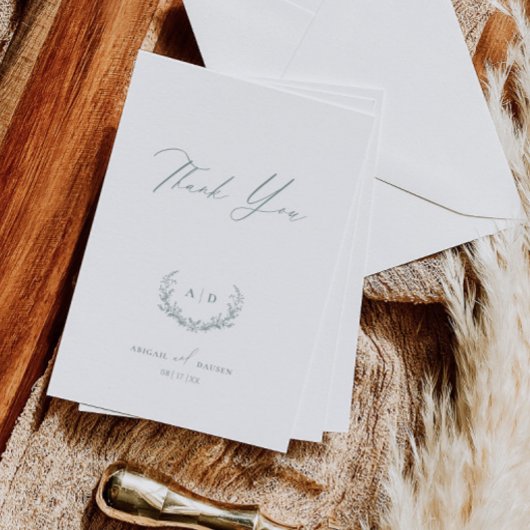 Invitation Dusty Sage Wedding Day Thank you Flat Note Card