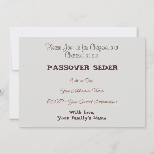 Invitation Dusty Spring Passover Rustique Élégant (Dos)