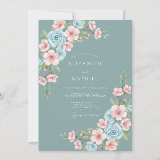 Invitation Dusty Teal Captivating Spring Wedding (Devant)