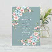 Invitation Dusty Teal Captivating Spring Wedding (Debout devant)