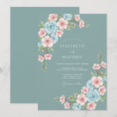 Invitation Dusty Teal Captivating Spring Wedding (Devant / Derrière)