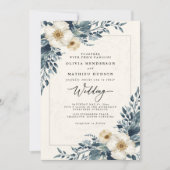 Invitation Dusty Turquoise Botanical Whimsy Mariage (Devant)