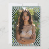 Invitation Dusty Turquoise Élégamment Vintage Oval Grad Casqu (Dos)