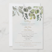 Invitation Dusty Turquoise Foliage Site Web Inclus Mariage (Devant)