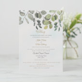 Invitation Dusty Turquoise Foliage Site Web Inclus Mariage (Debout devant)