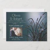 Invitation Dusty Turquoise Llow Fiançailles Lune Lune Lune li (Devant)