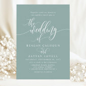 Invitation Dusty Turquoise Simple Modern Script Mariage