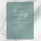 Invitation Dusty Turquoise Simple Modern Script Mariage