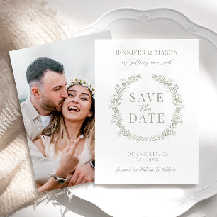 Invitation Dusty vert floral Enregistrer l'invitation photo D