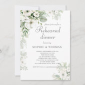 Invitation Dusty vert floral rose repas de répétition mariage (Devant)
