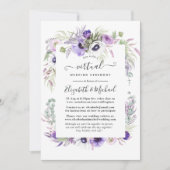 Invitation Dusty Violet aquarelle Floral Mariage virtuel (Devant)