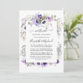 Invitation Dusty Violet aquarelle Floral Mariage virtuel (Debout devant)
