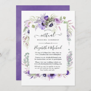 Invitation Dusty Violet aquarelle Floral Mariage virtuel