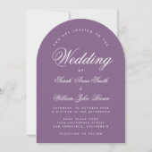 Invitation Dusty Violet Arch Mariage Script simple Moderne (Devant)