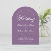 Invitation Dusty Violet Arch Mariage Script simple Moderne (Debout devant)