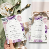 Invitation Dusty violet arche florale Mariage rustique