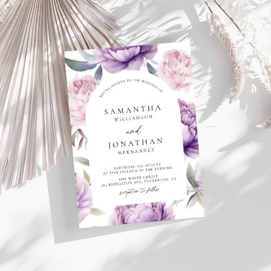 Invitation Dusty violet arche florale Mariage rustique