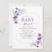 Invitation Dusty violet Baby shower de verdure Florale (Devant)