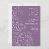 Invitation Dusty violet élégant Mariage floral (Devant)