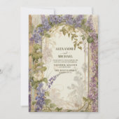 Invitation Dusty violet et gris argenté Floral Mariage rustiq (Devant)