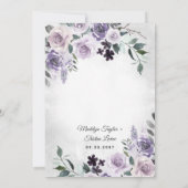 Invitation Dusty violet et gris argenté Floral Mariage rustiq (Dos)