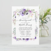 Invitation Dusty Violet Floral Baby shower par la poste (Debout devant)