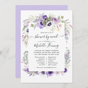 Invitation Dusty Violet Floral Baby shower par la poste