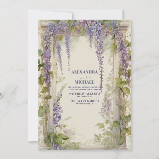 Invitation Dusty violet Floral Élégant Mariage Boho (Devant)