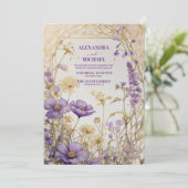 Invitation Dusty violet Floral Élégant Mariage Boho (Debout devant)