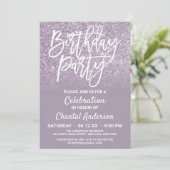 Invitation Dusty violet gris Faux Parties scintillant Ombre A (Debout devant)