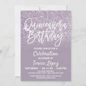 Invitation Dusty violet gris Faux Parties scintillant Ombre Q (Devant)