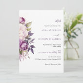 Invitation Dusty violet lavande Floral Boho mariage monogramm (Debout devant)