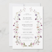 Invitation Dusty Violet Lavender Fleur sauvage Jardin Mariage (Devant)