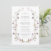 Invitation Dusty Violet Lavender Fleur sauvage Jardin Mariage (Debout devant)