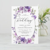 Invitation Dusty violet Lilac Mauve Floral Mariage d'huile d' (Debout devant)
