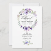 Invitation Dusty Violet Mariage Aquarelle Florale Photo Invit (Devant)