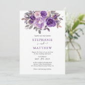 Invitation Dusty violet Mariage de feuillage végétal (Debout devant)