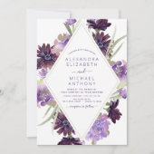 Invitation Dusty violet Mariage Floral verdure (Devant)